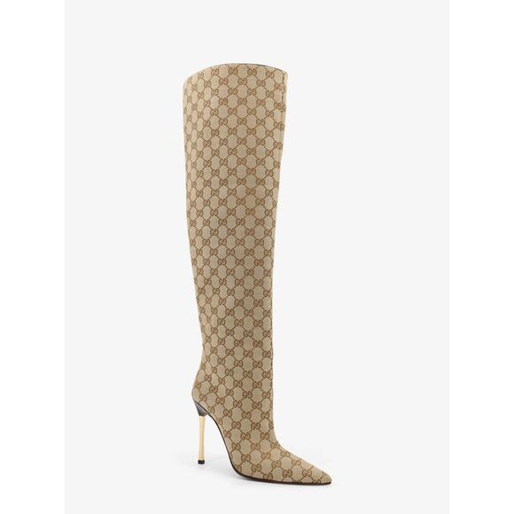 Gucci Women Gg Fabric Cuissardes Boots - Picture 2 of 3